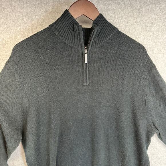 Geoffrey Beene Sweater Mens Size XL Black Quarter Zip Long Sleeve Pullover - Picture 3 of 9